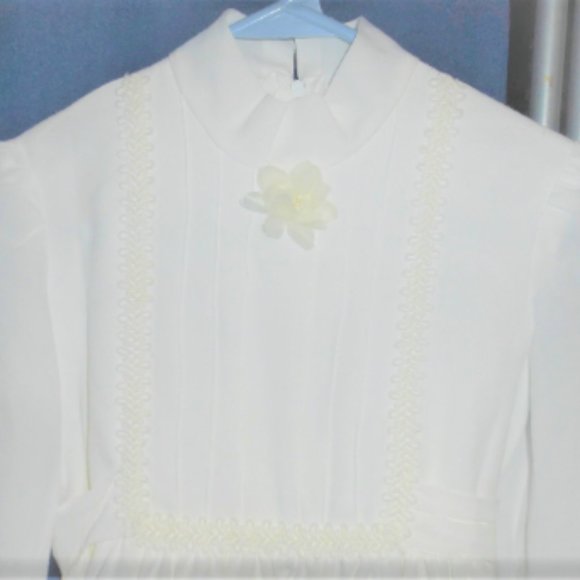 Vintage COMMUNION DRESS Vintage Vail SILK Dress Girls Wedding Dress Bridesmaid - Picture 7 of 15